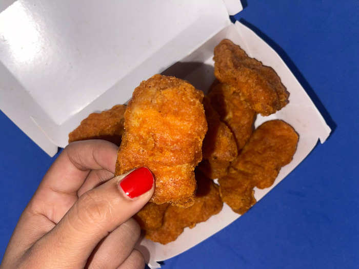 I noticed the spicy nuggets had a slight red tinge, unlike the original version