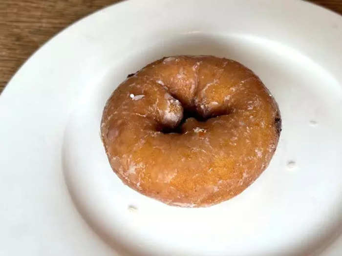 The glazed old-fashioned doughnut was a little more moist than its plain counterpart.