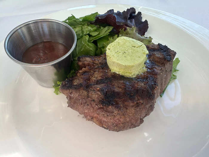 Our steaks came out shortly after we finished the salad.