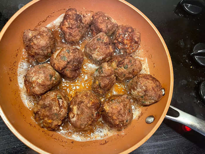 It will take about 10 minutes to cook the meatballs. 