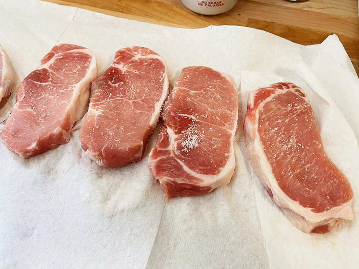 Next, I prepared my five boneless pork chops.