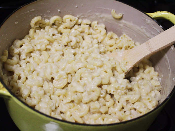 By the time I poured the noodles into the larger pot and added the cheese sauce, I had been prepping and cooking for about an hour.