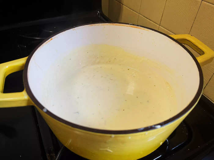 I then added 3 cups of whole milk. The mixture was now starting to resemble a cheese sauce.