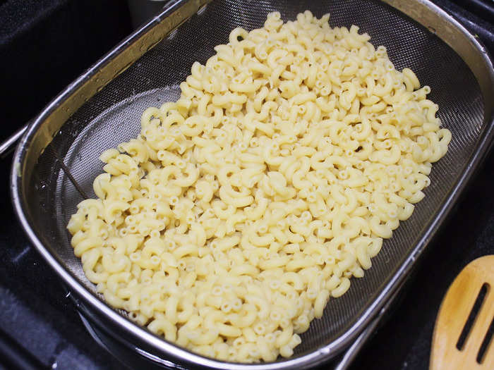 Next, I cooked the macaroni noodles.