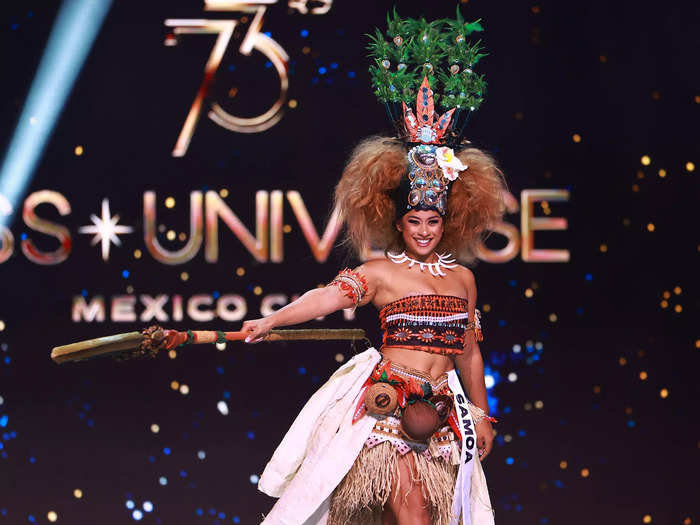 Miss Samoa Haylani Kuruppu dressed as Moana, the Polynesian Disney princess, for her national costume. 