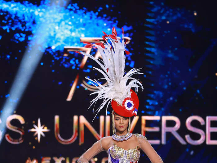 Miss France Indira Ampiot paid tribute to the symbols of France with her national costume. 