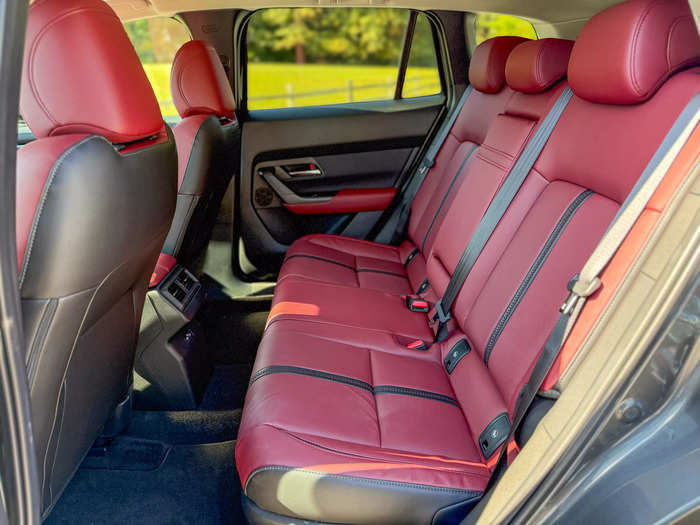 The leather bench seat offers ample room for two adults in the back.