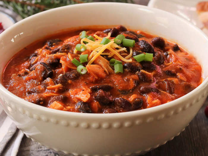 Turkey chili is an easy slow-cooker recipe to make on Thanksgiving or the next day with leftovers.