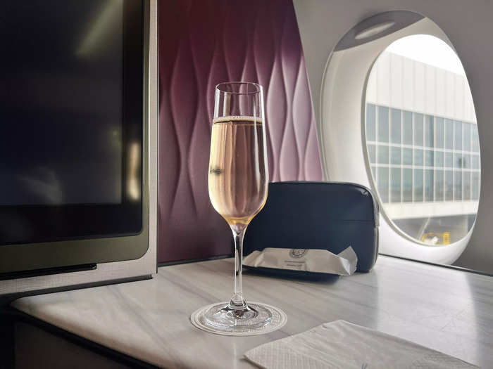 Before takeoff, I was offered a drink and chose the Joseph Perrier Brut Champagne. 