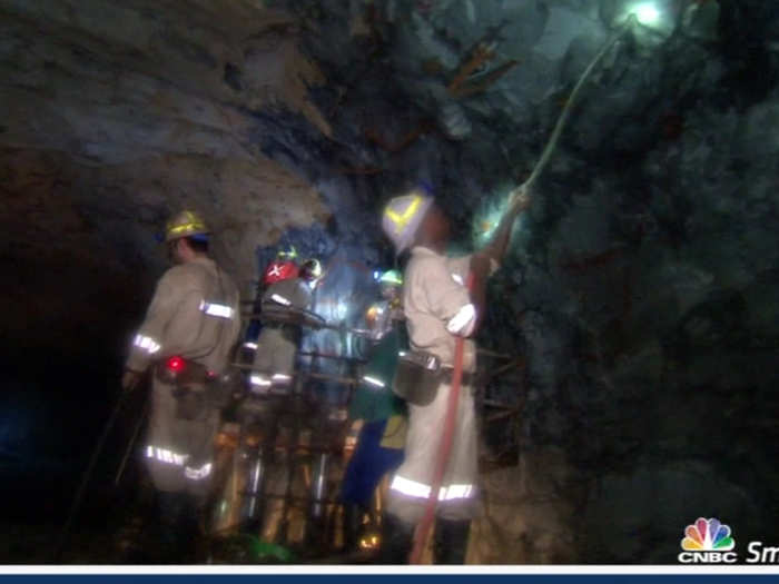 Here they can be seen probing the mine