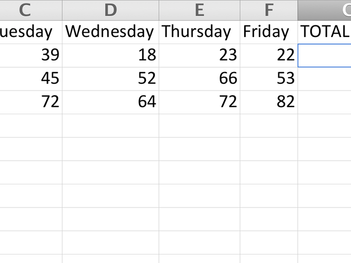 Now, we want to do that same function for the next three rows. We