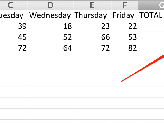 2. The first thing we could do is double click the bottom right hand corner. This will fill in the rest of the rows in the G column, provided there is data on that row in the F column.