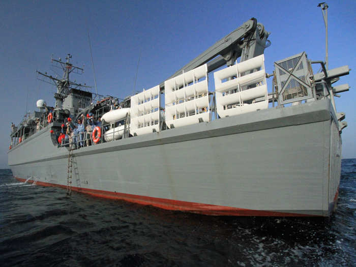 In a genuine magnetic mine environment the next step would be deploying these steel grids behind the ship attached to a charged steel cable