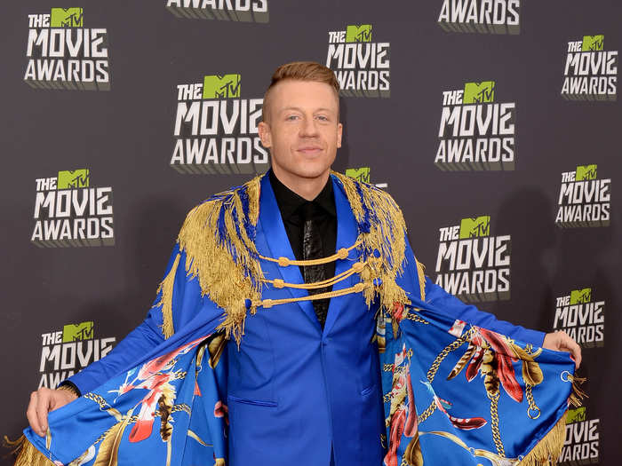 WORST: "Thrift Shop" singer Macklemore donned a cape on the red carpet.