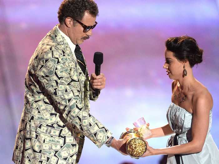 Aubrey Plaza also awkwardly tried to steal the award from him.