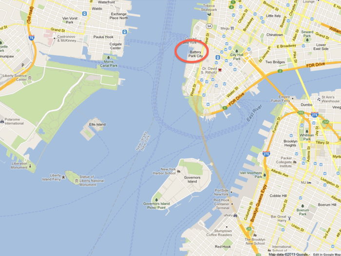 For those unfamiliar with New York City, Battery Park City is built on landfill on Manhattan