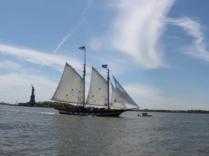 We spotted the Mystic Whaler, a schooner based out of Connecticut, sailing around the harbor.