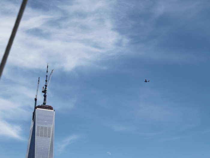 We noticed a little propeller plane over One World Trade Center.