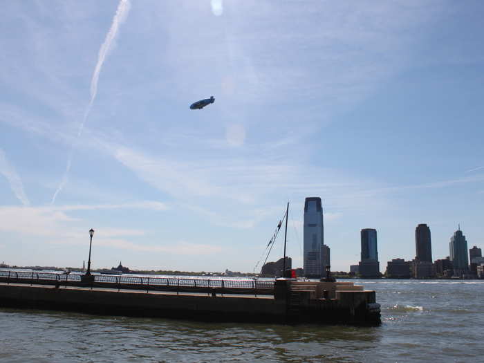 There was a blimp hanging around, too.