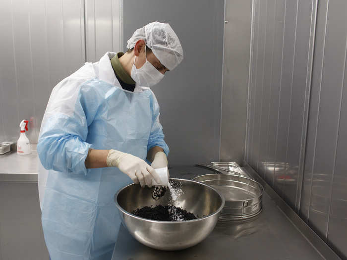 In the final stage, salt is added to the caviar.