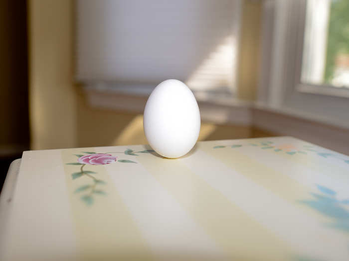 It is possible to stand an egg on its head on any day of the year, not just on the Spring Equinox. It just requires a skilled egg handler and a textured egg shell.