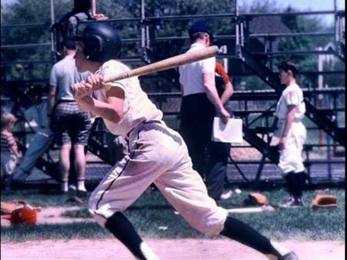 Any guesses which Bloomberg anchor is seen playing baseball back in the day?