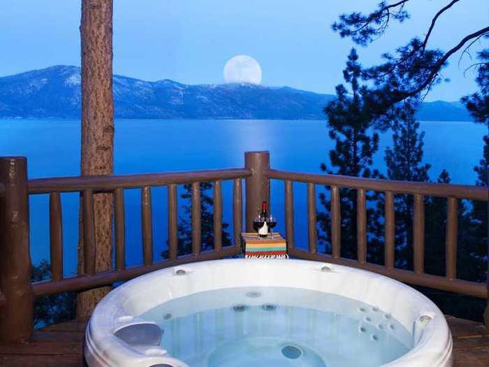 A new outdoor hot tub with stunning views of Lake Tahoe is an added bonus.