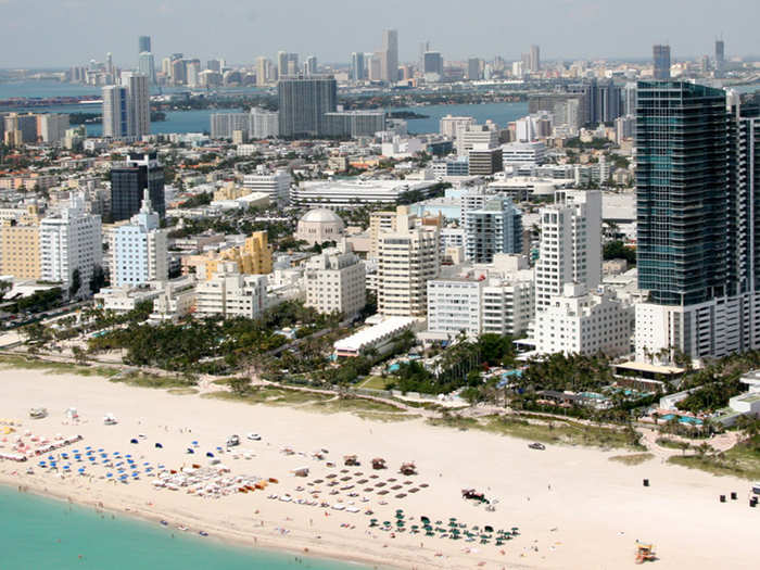 Miami Beach, Florida, wins for its wide swaths of sand filled with glamorous and beautiful people and its bumping nightlife. Come here to see and be seen.