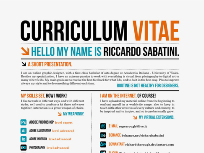 Riccardo Sabatini created multiple versions of the same unique resume.