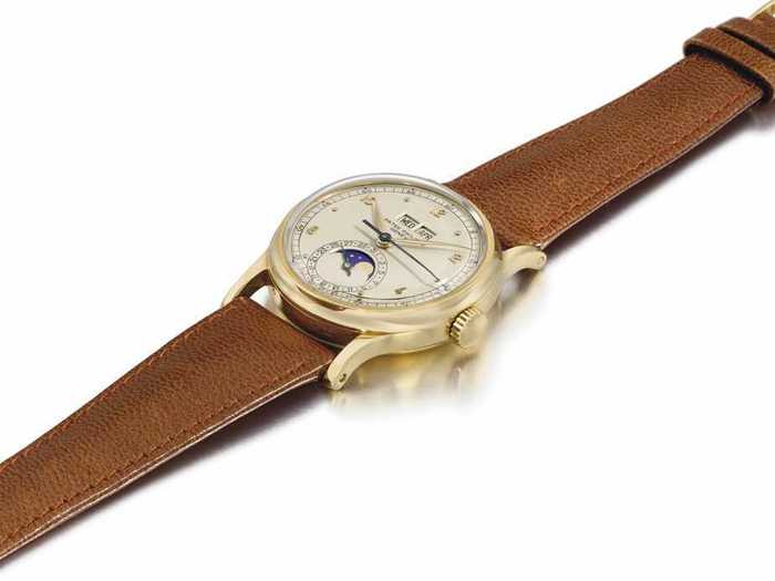 #16 This 1942 Patek Philippe calendar wristwatch, which shows the moon phases, sold for $2.77 million at Christie