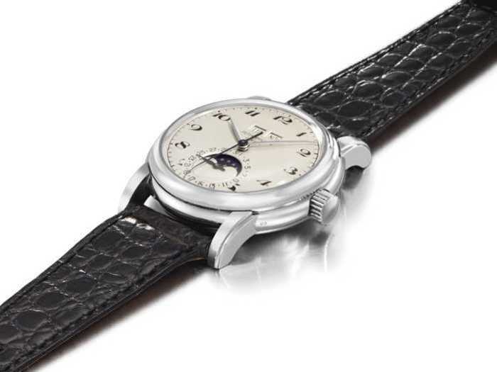 #9 This 1954 Patek Philippe platinum perpetual calendar wristwatch, with sweep centre seconds and a moon phase dial, sold for $3.1 million at Christie