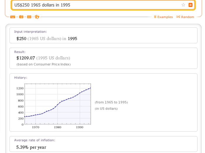 You can also convert, say, 1950 dollars to 1995 dollars.