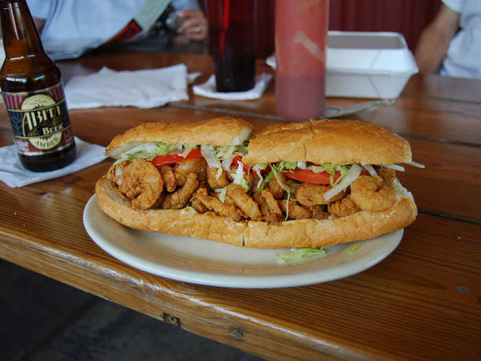 Eat a crispy fried catfish, oyster, or chicken po’boy at Johnny’s Po’boys in New Orleans, Louisiana. The really adventurous should try the alligator sausage po’boy.