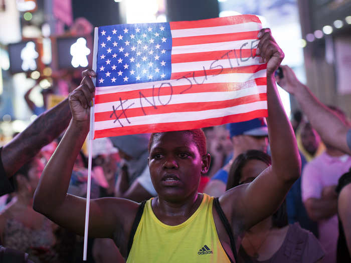 Protests in New York soon moved to Times Square. The march caused traffic stoppage as protesters demanded federal civil rights charges against Zimmerman.