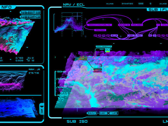 The movie uses lots of color in its user interfaces, just take a look at these environment scans.