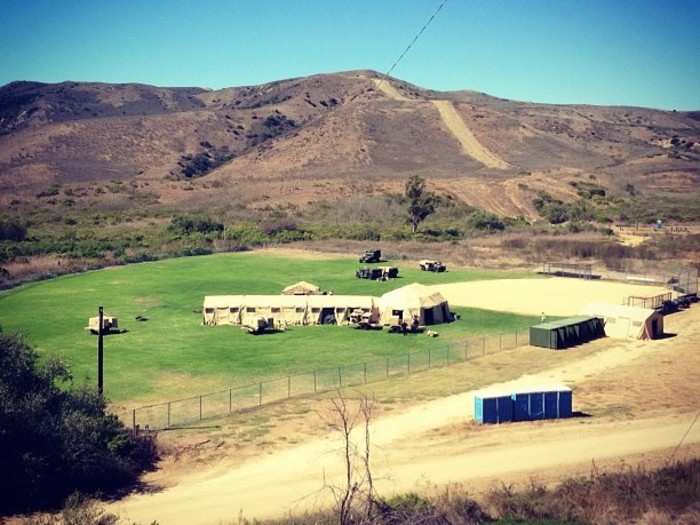 A small outpost beneath the SoCal sun: Marines can sweep out an area, set up security, and deploy bases like this in a matter of hours.