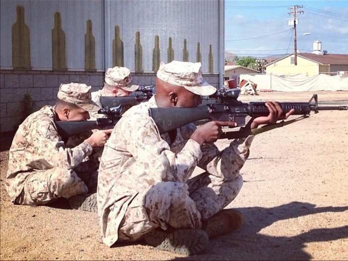 "Grass week" is the week prior to live-fire small arms qualifications; done yearly. During grass week, Marines train with unloaded rifles, not only practicing the firing positions — prone, kneeling, sitting, Standing — but they