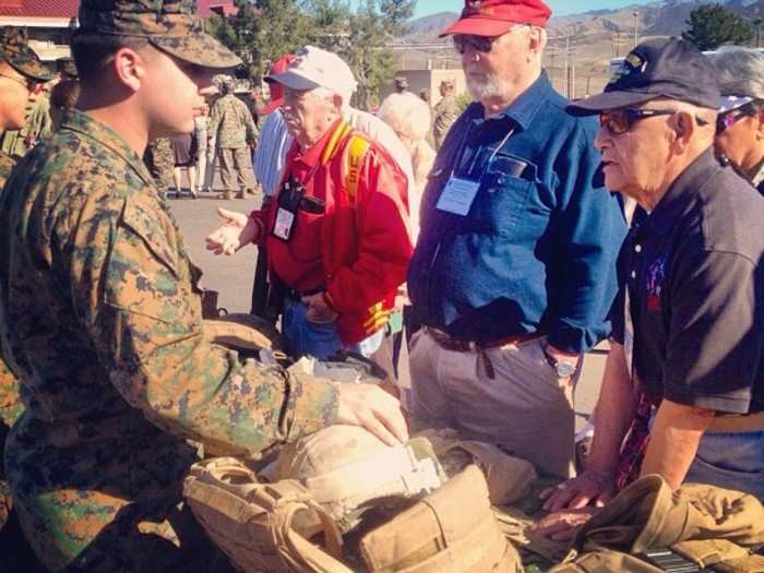 Marines regularly engage with retired vets on base during outreach programs.