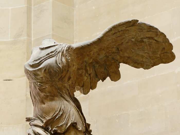 Nike of Samothrace" (c. 190 BC)."The Nike of Samothrace (or Winged Victory) depicts the Greek goddess of Victory as if soaring to new heights. Astounding in its expressive quality, it is considered a Hellenistic tour de force. Certainly would inspire anyone to want to win!