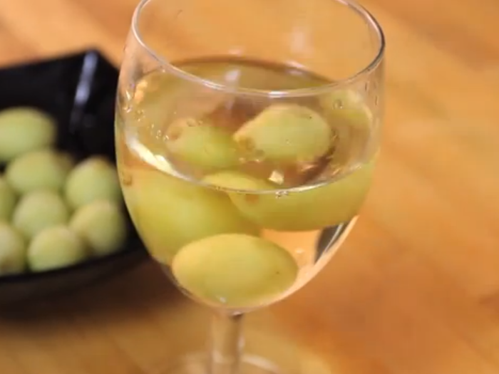 To keep white wine from getting warm, freeze grapes to use in place of ice cubes.