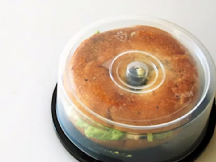 Turn a CD spindle into a bagel carrier.