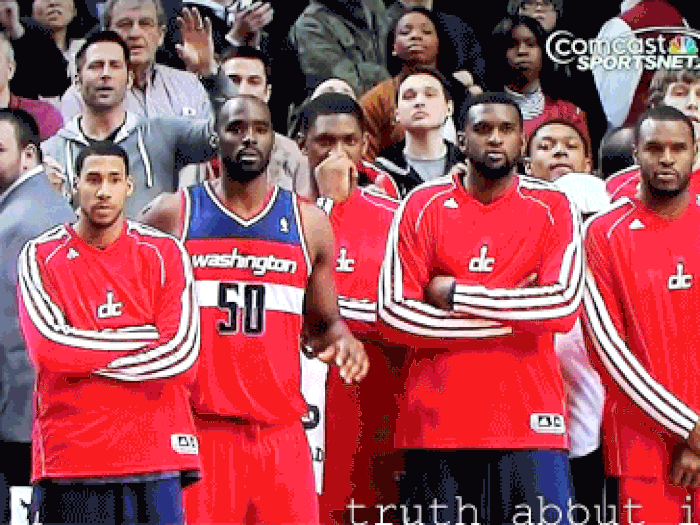 Wizards bench is sad, then very happy