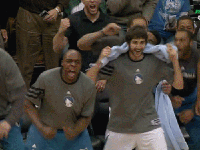 Ricky Rubio does a happy dance