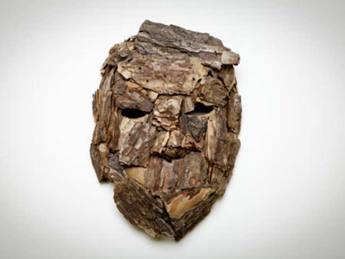 This mask, made by a wounded soldier, represents the feeling that he needs to camouflage himself to fit into civilian society. He said that art therapy was one of the few times he felt he could truly express himself.