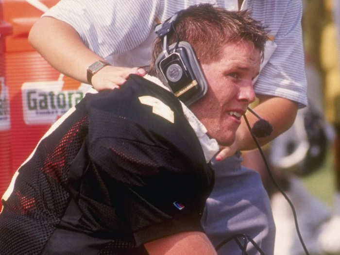 Five weeks after getting in a car crash that resulted in him losing 30 inches of intestines, Southern Miss QB Brett Favre beat Alabama in 1990