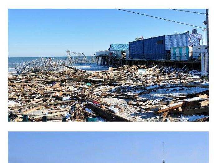 Debris cleared from the beach at Seaside Heights.