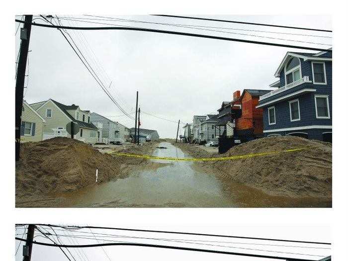 A street almost free of sand in Long Beach Island.