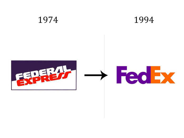 When FedEx changed its name and expanded its operation to offer overnight shipping, it freshened up its logo as well. Can you spot the arrow in the negative space of the "Ex"?