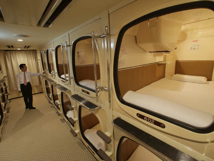 Capsule hotels were originally meant for businessmen who stayed out late working or partying, but now they