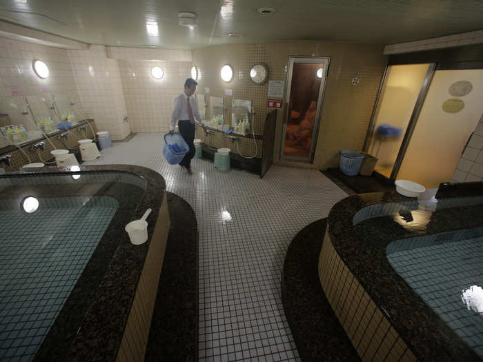 Many of the micro-hotels have communal bathing areas.